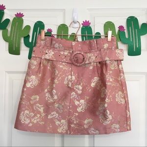 NWT Wild Honey Metallic Floral Paper Bag Skirt